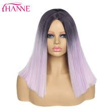 HANNE-peluca corta y recta para mujeres blancas, resistente al calor cabellera, color morado, rosa, rojo y azul 2024 - compra barato