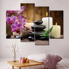 Quadros em tela hd impressões poster 4 peças, pinturas de buda zen, decoração modular para casa, arte de parede 2024 - compre barato