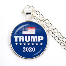 Trump 2020 Necklace USA Election Collection 25mm Glass Cabochon Silver Plated Pendant Jewelry For Women Men Support Trump 2024 - buy cheap