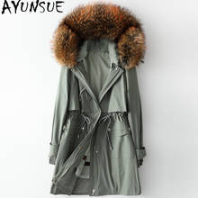 AYUNSUE Autumn Winter Woman Parkas Real Rabbit Fur Liner Warm Jacket Raccoon Fur Collar Parka Female Real Fur Coats and Jackets 2024 - buy cheap