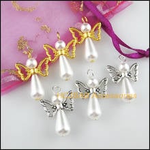 15 New White Angel Charms Tibetan Silver Tone & Gold Color Teardrop Pendants 18x27mm 2024 - buy cheap