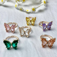 Anillos de mariposas de Color púrpura para mujer, Anillos ajustables, joyería de declaración para fiesta de boda, anillo de dedo de Animal, regalo para niña 2024 - compra barato