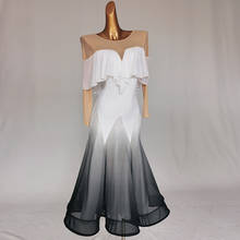 Falda de baile de foxtrot para mujer, vestido de salón de vals de escenario, color degradado, mq244 2024 - compra barato