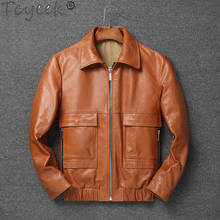 Tcyeek Short Genuine Leather Jacket Men 100% Cowhide Coat Motorcycle Clothes Plus Size 5xl Spring Autumn 2021 Hommes Veste 3406 2024 - buy cheap