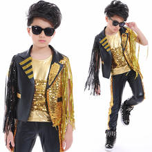Hip Hop Costume Sequined Fringed Coat Tops Pants Jazz Performance Clothing Boys Street Dance Suit Modern Stage Wear DNV12485 2024 - buy cheap
