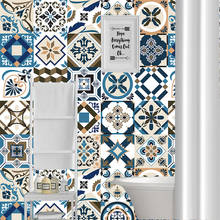 Tiles Wall Sticker Washbasin Wardrobe Decoration Wall Decals Wall Mural Geometry Ceramic Peel & Stick Art Customed Morocco Blue 2024 - buy cheap