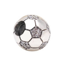 Горячая Распродажа 100% реальные S925 серебро блестящие Футбол бусы, подходят к оригинальному браслету ювелирных изделий Модные, сделай сам, ювелирное изделие 2024 - купить недорого