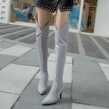 Over the knee boots women sexy 2020 winter new slim heel small tall boots pointed high heel elastic boots 2024 - buy cheap