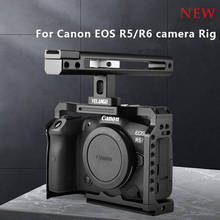 Мини-клетка для камеры DSLR для Canon EOS R5 и R6 с верхней ручкой Риг для камеры 1/4 дюйма рельсовая направляющая для холодного башмака Риг для видеокамеры 2024 - купить недорого