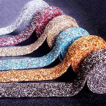 Hotfix Rhinestones Chain for Clothes Iron on Rhinestone Ribbon Applique Motif Glitter Patch Crystals Trim for Dress 3CM 1 Yard 2024 - buy cheap