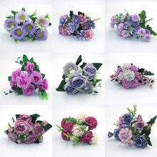 Purple variety of autumn fake tea rose peony silk flower autumn gerbera daisy fake flower plastic DIY wedding home accessories 2024 - buy cheap