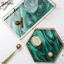 European Marble Texture Trays Gilded Agate Green Decorative Jewelry Display Storage Tray Living Room Desktop Decorative Plates 2024 - buy cheap