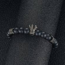 8mm Crown King Charm Bracelet for Men Women Black Matte Onyx Stone Beads Jewery R7RF 2024 - buy cheap