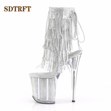 SDTRFT-Botines de tacón fino de 20cm para mujer, botas sexys fetichistas con plataforma, zapatos SM, con lentejuelas brillantes, para boda 2024 - compra barato