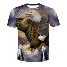 Мужская Удобная футболка с короткими рукавами и круглым вырезом, крутая футболка с принтом орла, летняя модная мужская и женская Повседневная Спортивная футболка 2024 - купить недорого