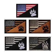 K9 значок с собакой Вышивка Липучка Одежда патч американский флаг армии тактический жилет наклейки в виде медвежьей лапы Военная нарукавная нашивка с аппликацией 2024 - купить недорого