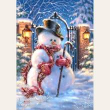 Pintura de diamantes para decoración del hogar, mosaico bordado con diamantes redondos de muñeco de nieve, patrón artesanal, regalo de año nuevo hecho a mano 2024 - compra barato