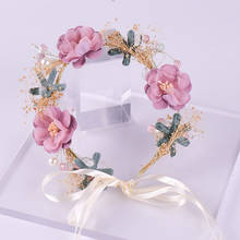 Elegant Crystal Pearl Purple Flower Headbands for Women Bridal Wedding Tiara Hair Crown cheuveux accessoire Engagement Jewelry 2024 - buy cheap