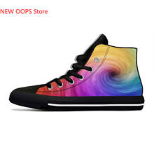 colorful vortex  Tie Dye swirl Abstract Rainbow Fashion Lightweight High Top Canvas Shoes Men Women Casual Breathable Sneakers 2024 - buy cheap