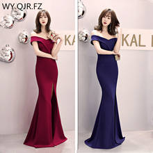 YEY8642#Fish tail Evening dresses party prom dress long Graduation blue Wine red Off Shoulder wholesale Costume Elastic fabrics 2024 - buy cheap