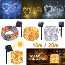 100 led 10m/20m movido a energia solar led rgb luz de fadas corda festa de casamento natal casa jardim ao ar livre decoração da lâmpada 2024 - compre barato