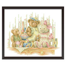 Bear Family Counted Cross Stitch Kits Unprinted Fabric Embroidery Needlework Sets 11 14CT DIY Handmade Craft Home Decor Painting 2024 - buy cheap