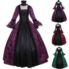 Plus Size Lady Retro Large Swing Tight Waist Medieval Maxi Dress Cosplay Halloween Costume  Long Sleeve Pleated Women's clothing 2024 - buy cheap