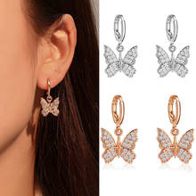 New women's earrings fashion zircon butterfly dangle earrings for women animal sweet colorful drop earrings girls jewelry 2024 - buy cheap