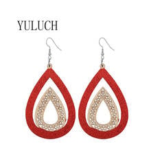 YULUCH Woman Glitter Hollow OUT Water Drop Wood Earrings Girl Pendant Jewelry for Women's Party Sequin Accessories 2024 - buy cheap