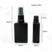 12 x 30ml Frost black  Square black glass perfume sprayer bottle 30cc Empty glass cosmetic atomizer 2024 - buy cheap