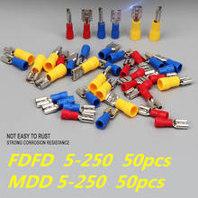 MDD5.5-250 FDFD5-250 Female Insulated Electrical Crimp Terminal for 4-6mm2 wire Connectors Cable Wire Connector 100PCS/Pack FDD 2024 - buy cheap