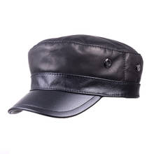 Boina militar ajustable de piel de becerro para hombre y mujer, gorro de servicio de vendedor de periódicos jazz/Azul Marino/plano/gorras/sombreros del ejército 2024 - compra barato