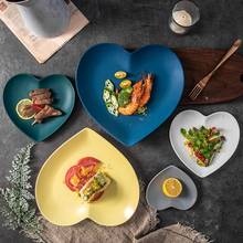 European Solid Heart Shape Ceramic Plate Lover's Porcelain Dinner Dish Anti-skid Steak Fruit Tray Salad Nuts Snack Tableware 2024 - buy cheap