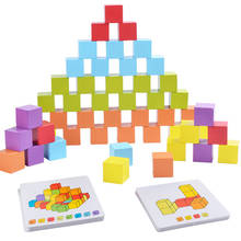 Kid Wooden Cubes Rainbow Blocks Toys DIY Arts Montessori Educational Spatial Thinking Logic Puzzle Arithmetic Cubes Teaching Aid 2024 - buy cheap