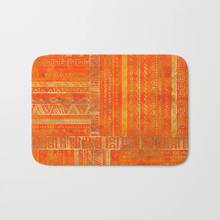 Felpudo nórdico Tribal con patrón étnico dorado sobre naranja brillante, alfombra de baño, suelo antideslizante para exterior e interior, alfombra para puerta delantera, alfombras de baño 2024 - compra barato