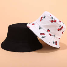 Вишневая Двусторонняя женская шляпа-ведро в стиле хип-хоп с принтом фруктов, Панама на весну и лето, Мужская Панама, хлопковая шляпа для рыбалки, Женская Солнцезащитная шляпа 2024 - купить недорого
