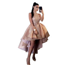 Женское платье для выпускного вечера, элегантное розовое золотистое вечернее платье для официальвечерние, сексуальное короткое спереди, длинное сзади, без рукавов, 2020 2024 - купить недорого