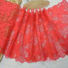 10Meters Red Flowers Elastic Lace Fabric Embroidered Stretchy Laces Trims Lingerie Doll's Dress Clothing Accessories 20cm Wide 2024 - buy cheap