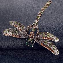 Vintage Female Crystal Stone Wedding Jewelry Cute Dragonfly Party Brooches For Women Dainty Zircon Sweater Skirt Accessories 2024 - buy cheap