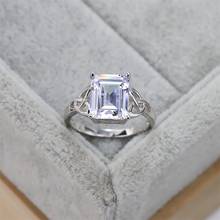 Best selling European and American S925 silver fashion wedding ring square hollow crystal simple jewelry women's gift 2024 - buy cheap