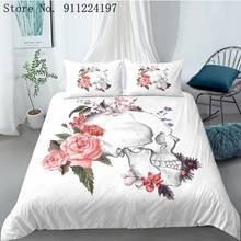 3D Flower Skull Bedding Set Soft Microfiber Duvet Cover Set Double/Queen/King Size Bedspread Ink Painting Skull Duvet Cover 2024 - buy cheap