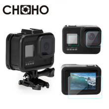 Funda protectora para GoPro Hero 8, carcasa de marco negro, borde, pantalla de vidrio templado, LCD, accesorios nuevos 2024 - compra barato