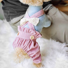 Bows Girl Bloomer Pants Dog Clothes Overall Blue Pink Autumn Winter Pet Jumpsuit Jacket For Puppies Animal Yorkshire Terrier Pug 2024 - buy cheap