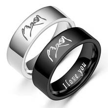 Meetvii Fashion Hand in Hand Stainless Steel Couple Ring Romatic I Love U Letter Wedding Lover Valentine's Day Anniversary Gift 2024 - buy cheap