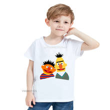 2018 verão meninas & meninos dos desenhos animados t camisa crianças sésamo rua ernie e bert imprimir camiseta bebê crianças roupas engraçadas 2024 - compre barato