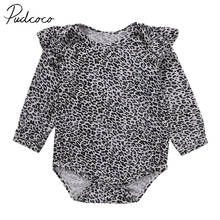 Brand New Newborn Infant Baby Girls Long Sleeve Bodysuit Leopard Jumpsuit Ruffled Clothes Casual Outfit 0-24M 2024 - buy cheap