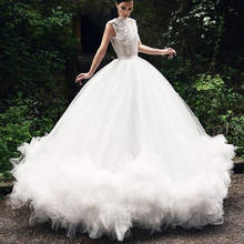 Amazing Ball Gown Prom Formal Dresses 2020 Haute Couture Lush Ruffles Tulle Backless Bride Dress Wedding Gowns robe de soiree 2024 - buy cheap