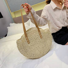 Summer Casual Rattan Women Shoulder Bags Circle Straw Handbags Big Capacity Summer Tote Beach Weaving Ladies Straw Bag 2024 - buy cheap