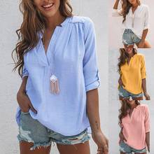 Женская модная однотонная блузка-рубашка с длинным рукавом и плиссированным подолом 2024 - купить недорого