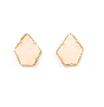 New Pentagon Claw Off White Resin Druzy Geometric Stud Earrings Mother's Day Gift 2024 - buy cheap